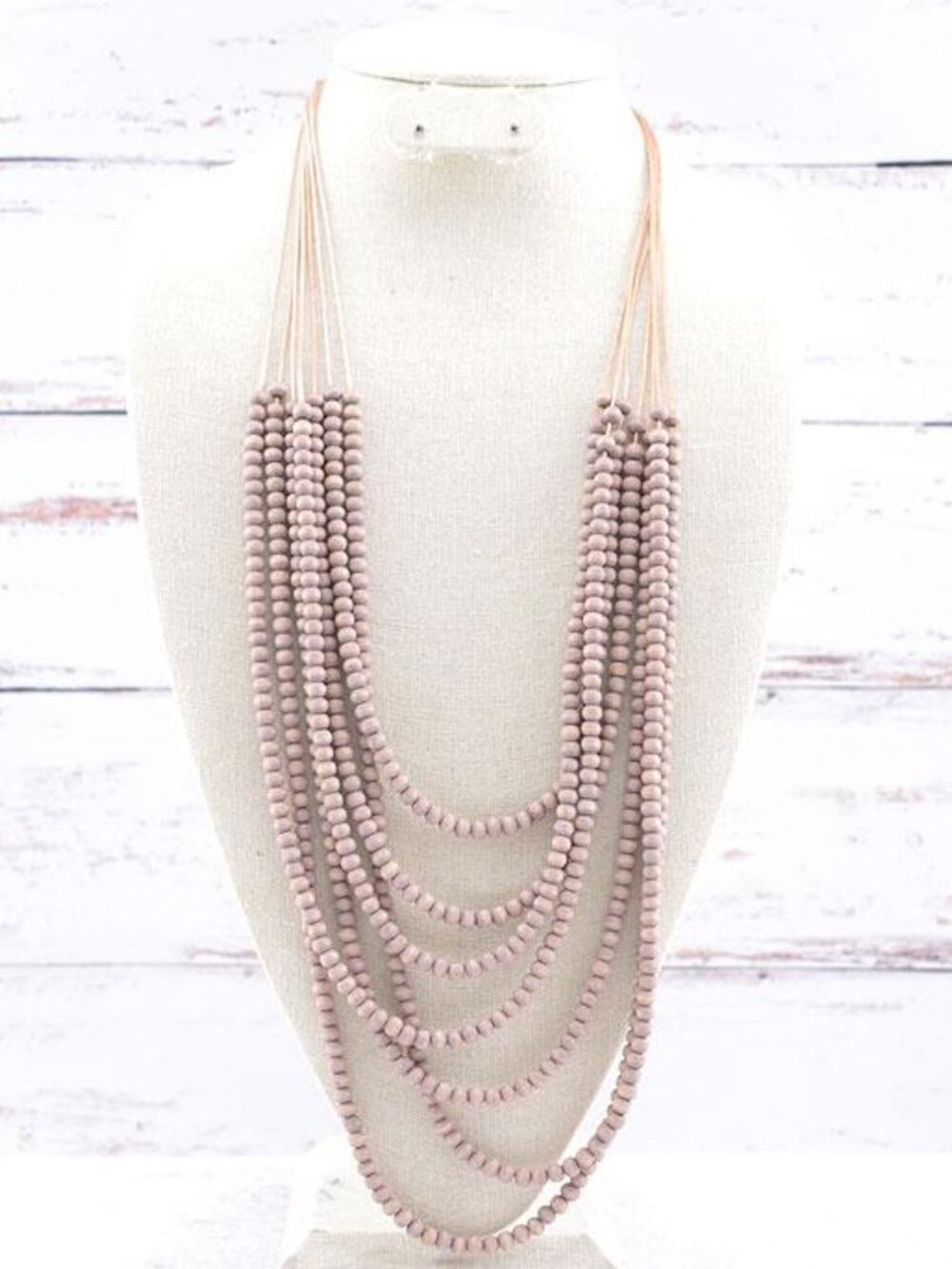NEW Western Multi Strand Wooden Beaded Purple Haze  Boho Statement Necklace